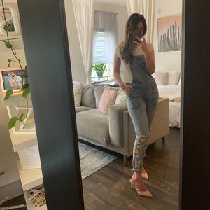 Floral Denim Overalls